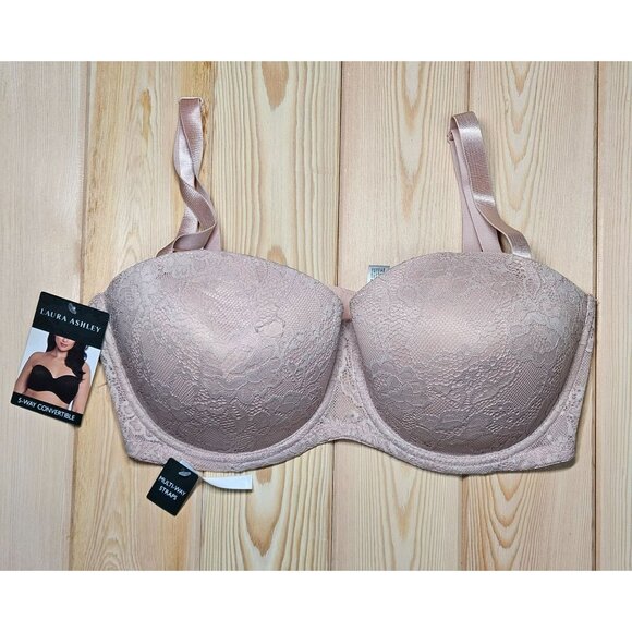 Laura Ashley Multi-Way Convertible Lace Bra 40D Pink NWT - Picture 1 of 6